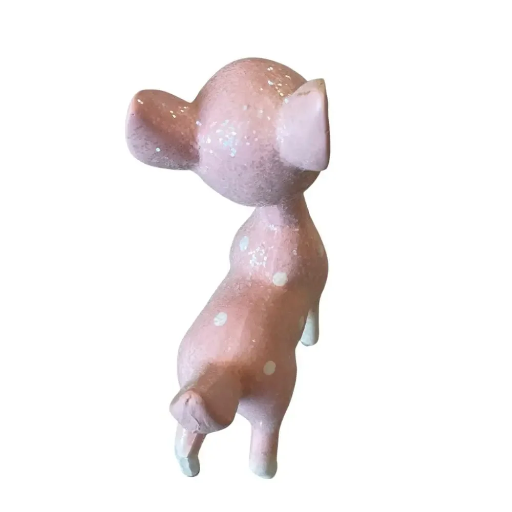 34th & Pine Pink Glitter Christmas Reindeer 9in Holiday Decor Viral NEW